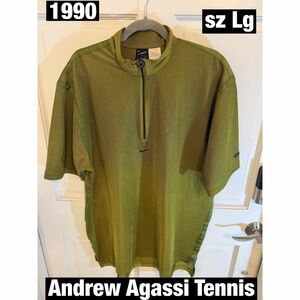 Vintage 90sChallenge Court Andre Agassi Tennis Shirt Sz Lg